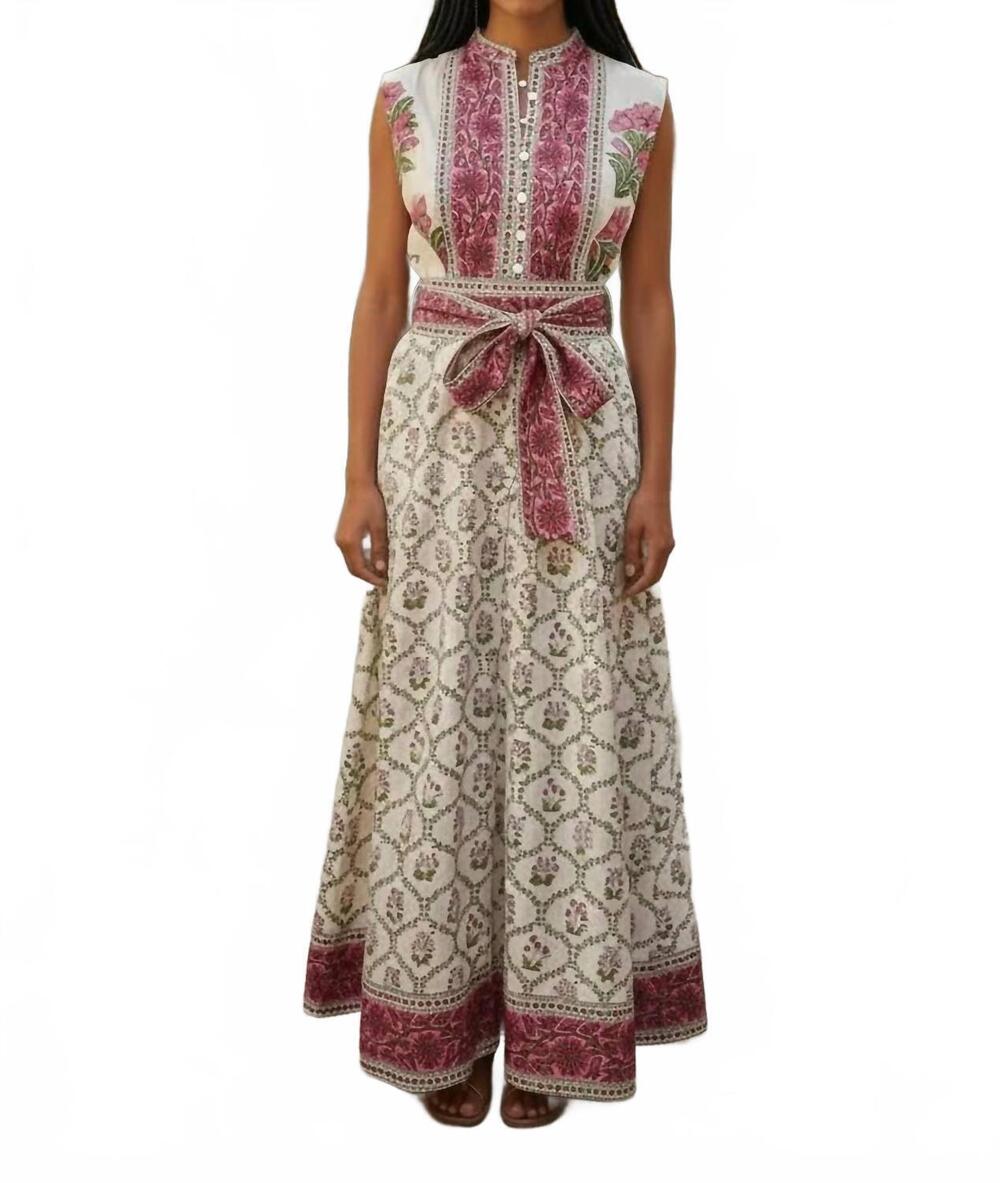 NEW VICTORIA DUNN women's folly sleeveless maxi dress in pink hydrangea